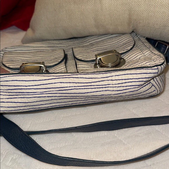 Fossil Women's Crossbody Bag - Navy Blue and Cream Stripes - Picture 11 of 11